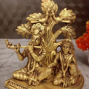 brass radha krishna tree idol 7.5 inch