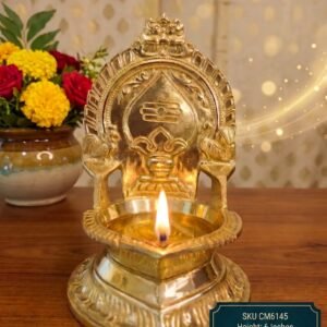 Premium Brass Murugan Vel Diya 6 Inch