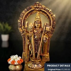 Brass Arch Murugan Idol 7 Inch – Premium Lord Murugan Statue for Home Temple Decor & Spiritual Gifting