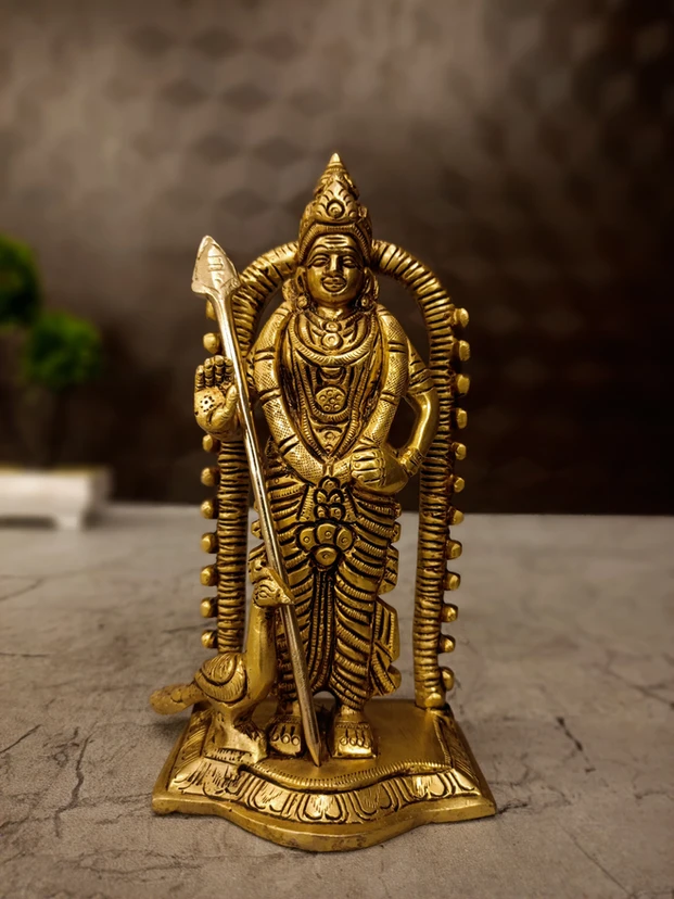 Premium Handcrafted Brass Fine Art Murugan Idol 5 Inch for Home Temple, Spiritual Décor & Puja - Image 2