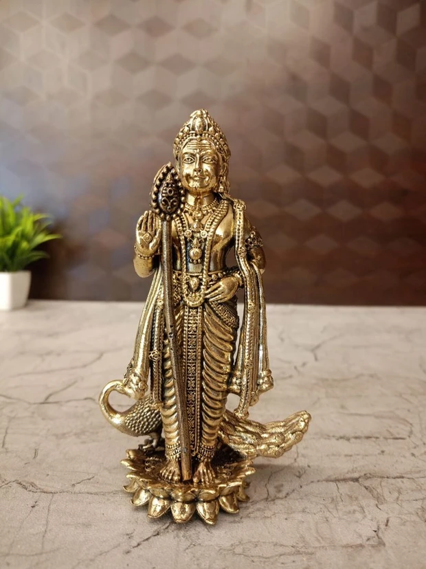 Premium Brass Fine Art Murugan Idol on Lotus 6 Inch for Home Temple Pooja and Spiritual Décor - Image 5