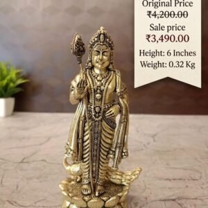 Brass Fine Art Murugan Idol on Lotus 6 Inch