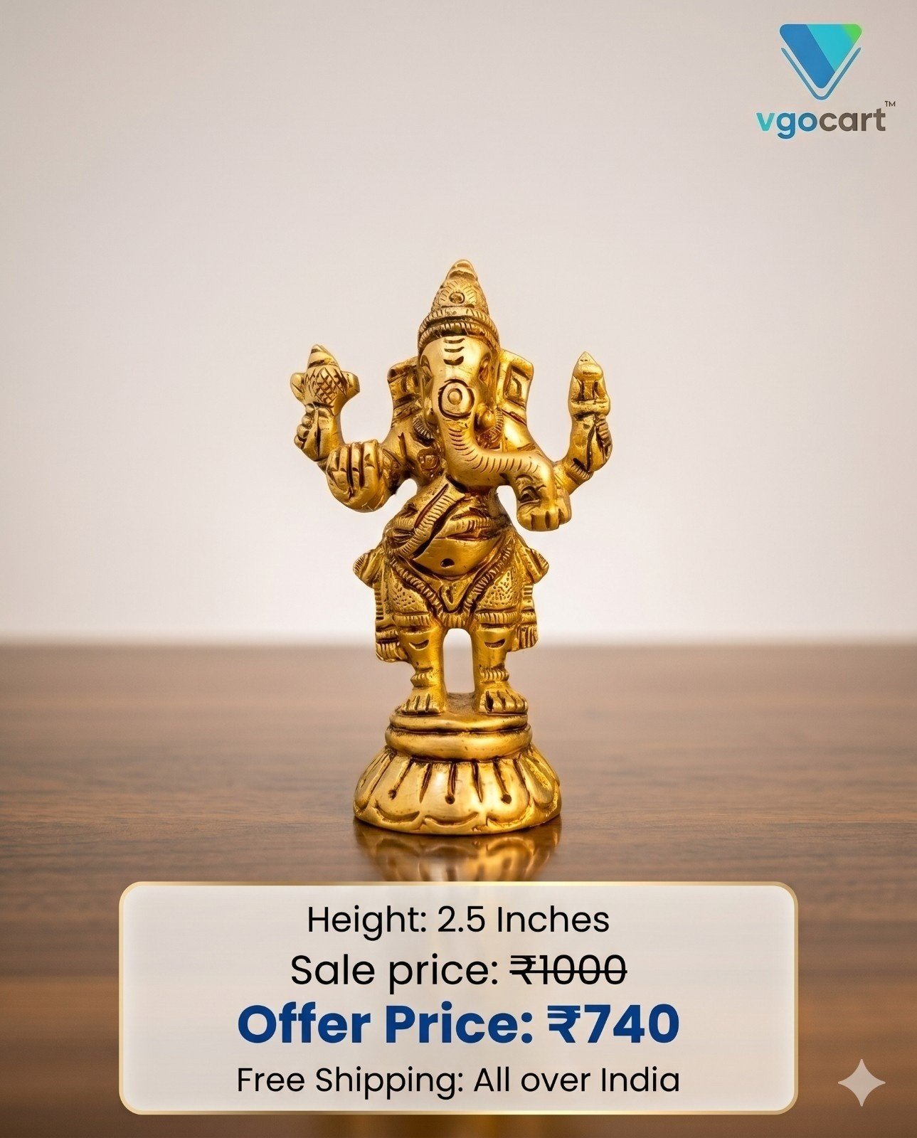Premium Brass Mini GaneshaIdol 1 Inch