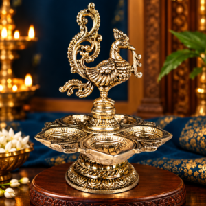 Small Peacock Lamp – Premium German Silver Decorative Lamp