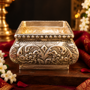 German Silver Square Base Pooja Bowl for traditional pooja and gifting