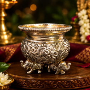 German Silver Elephant Stand Bowl for traditional pooja and home décor