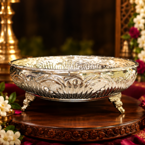 German Silver Flower Designed Plate