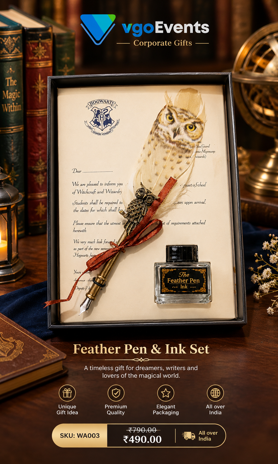 Royal Feather Pen with Elegant Vintage Design | Premium Writing Gift, Corporate Gift & Desk Décor