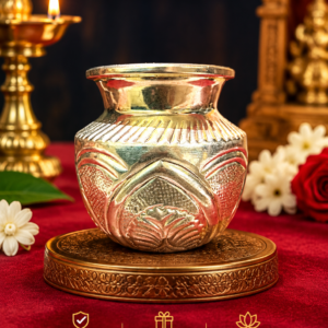 German Silver Kumkum Bowl with Traditional Embossed Design