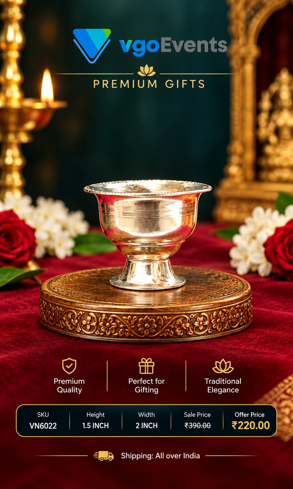 German Silver Thirunur Kumkum Bowl for Pooja