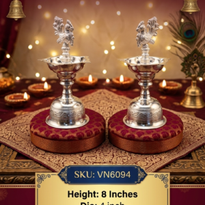 German Silver Peacock Kuthuvilaku Pair for traditional pooja and home décor🪔🪔
