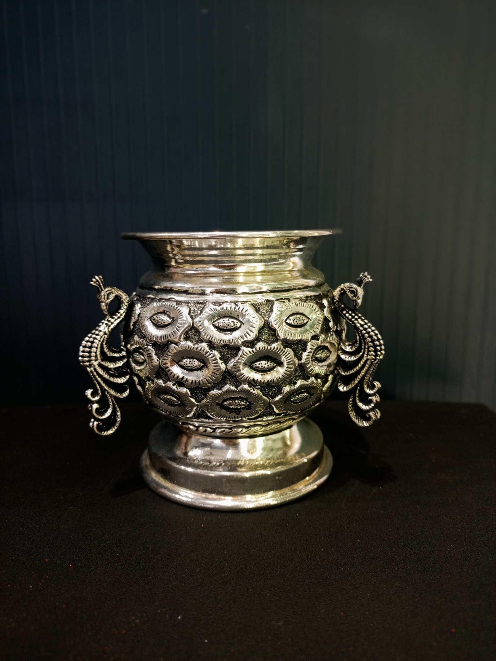 German Silver Antique Finish Peacock Kalsam - Image 4