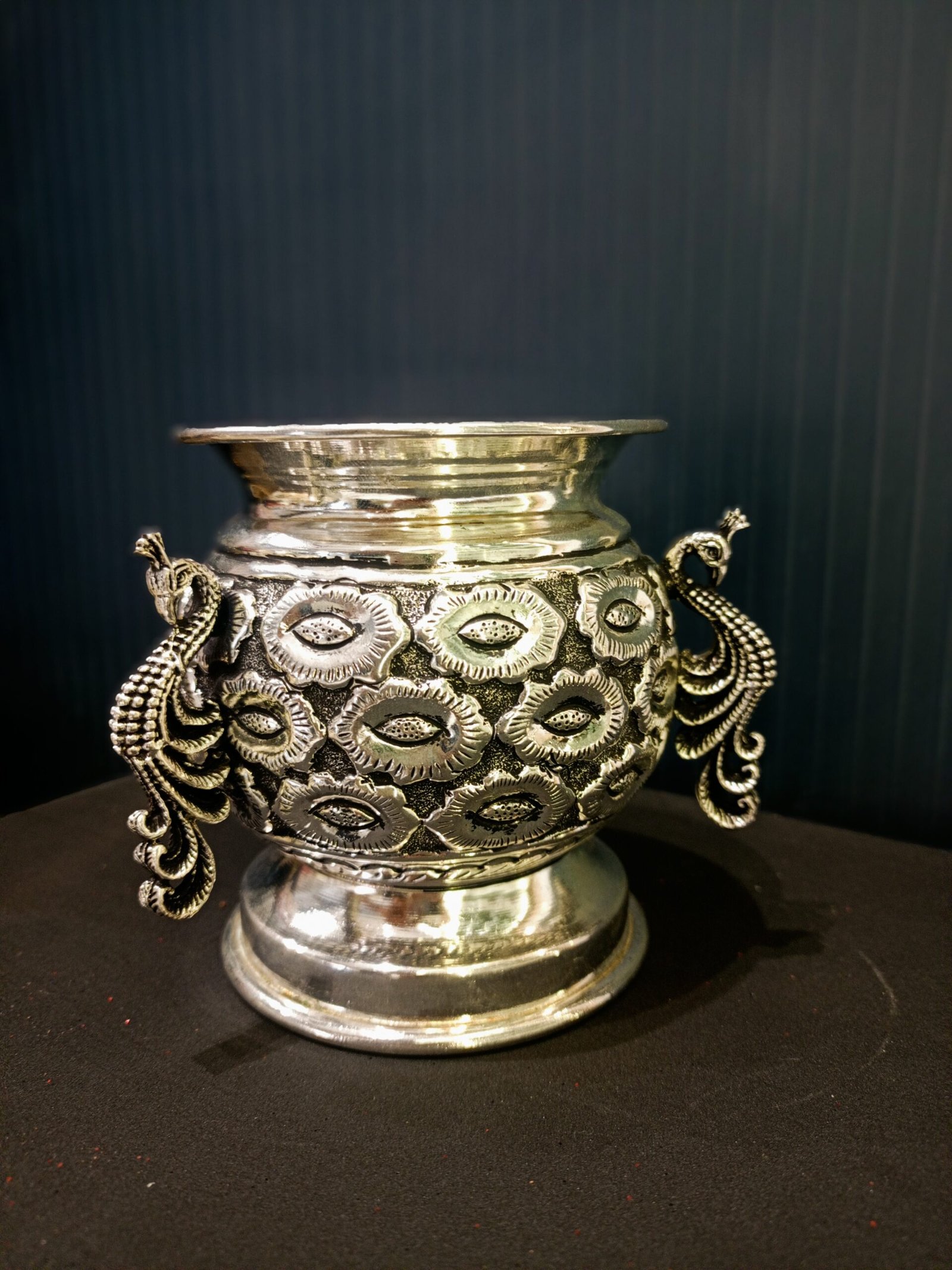 German Silver Antique Finish Peacock Kalsam - Image 3