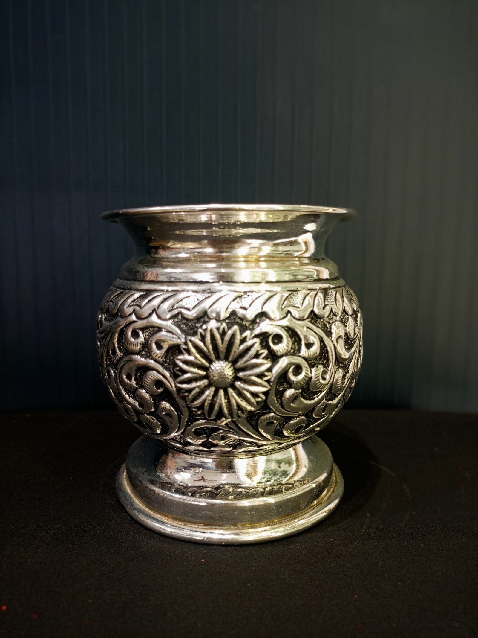 German Silver Antique Finish Flower Kalasam - Image 4