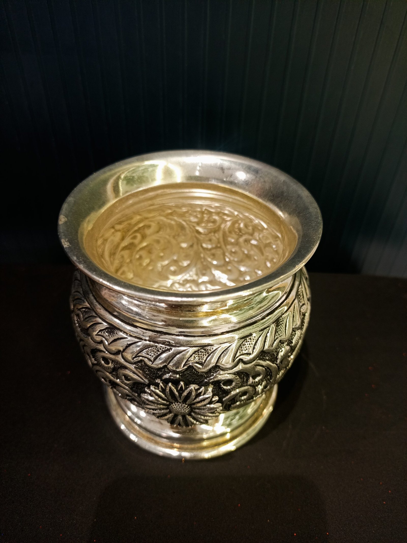 German Silver Antique Finish Flower Kalasam - Image 3