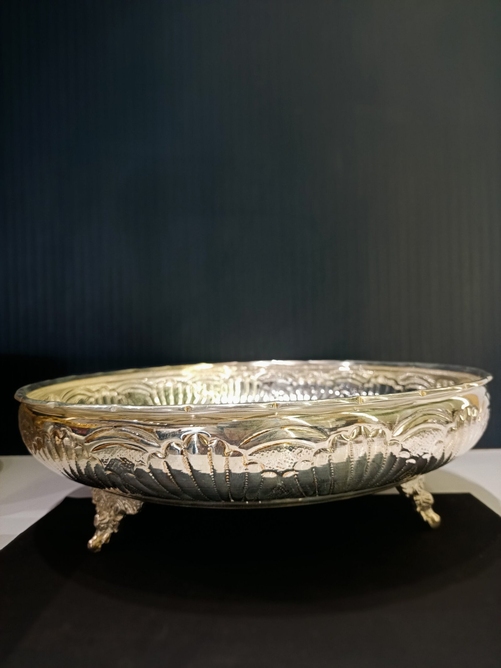 German Silver Flower Designed Plate