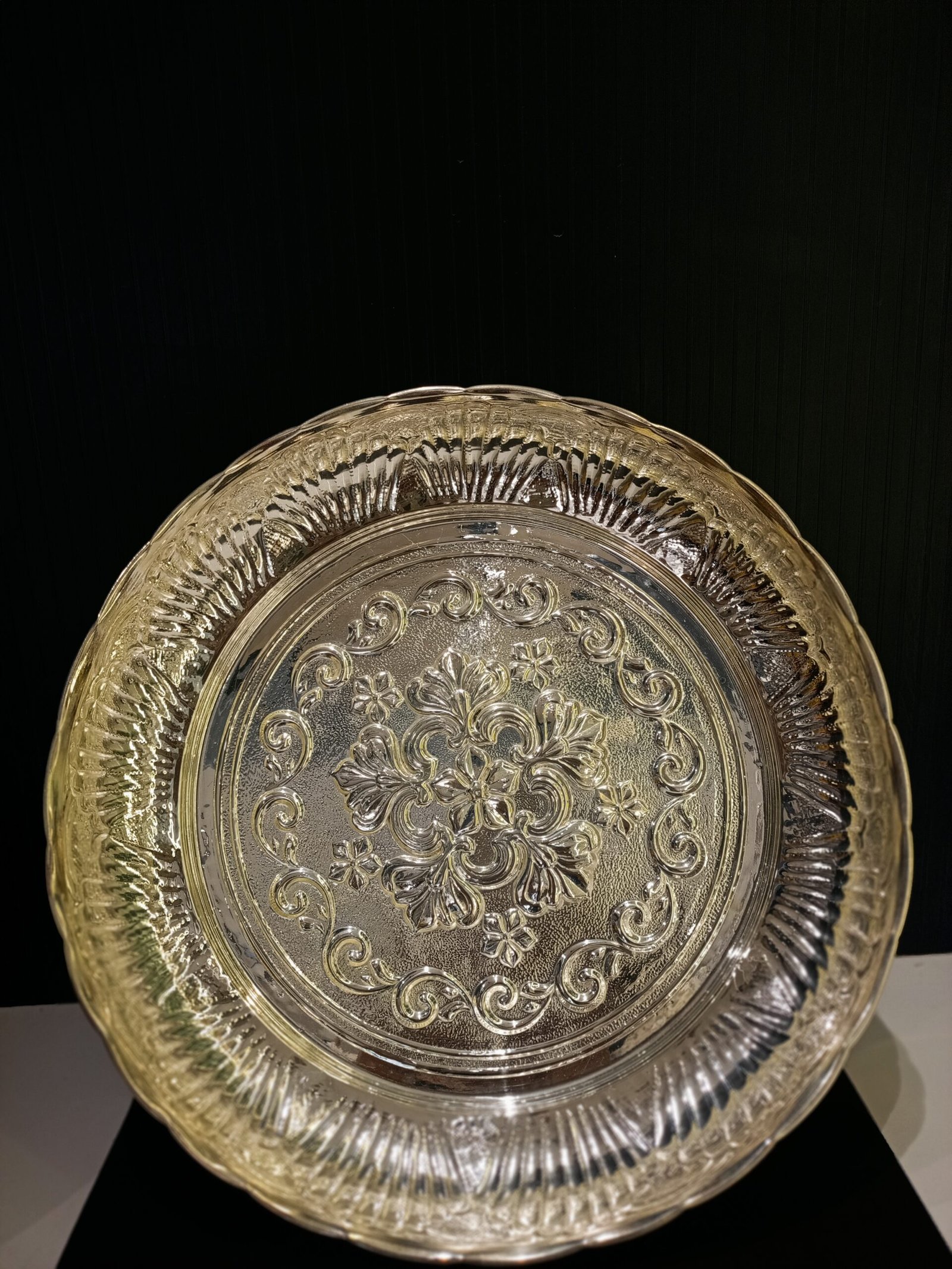 German Silver Flower Designed Plate