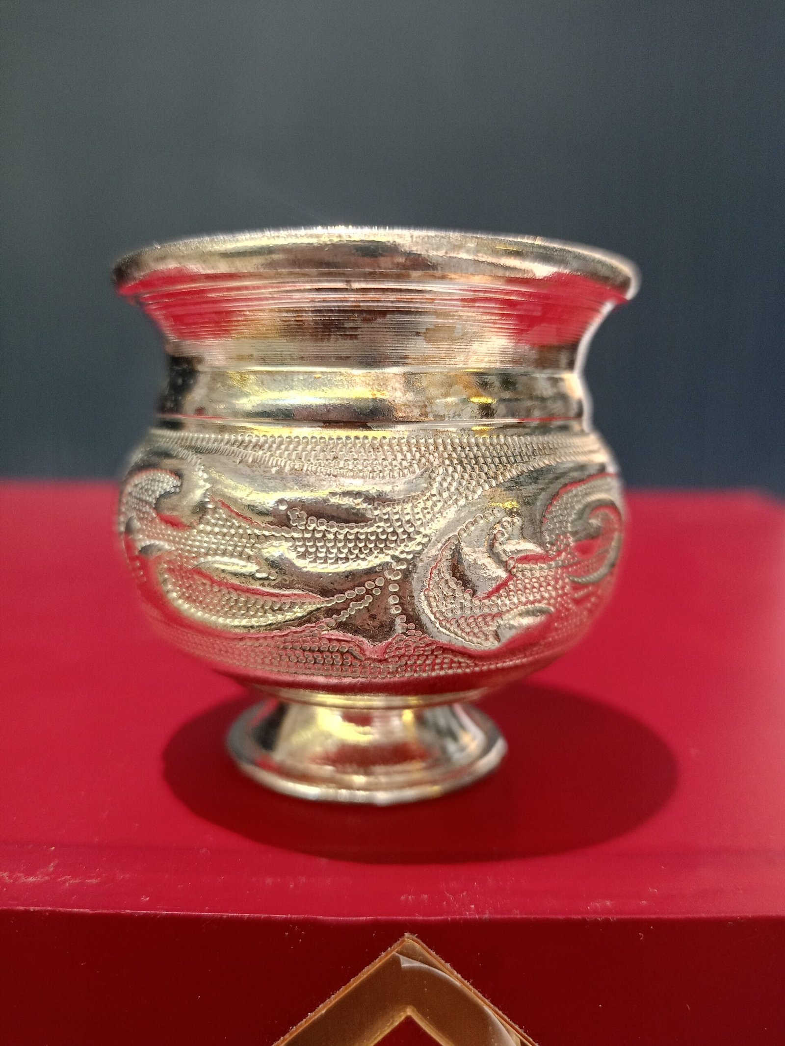 Traditional Silver Kumkum Holder for Pooja