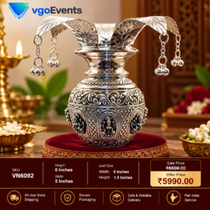 Asta Lakshmi German Silver Kalasam | Traditional Pooja Kalash for Varalakshmi Vratam & Home Temple Decor