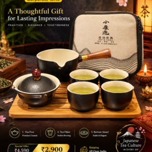 Black Ceramic Japanese Tea Set with Travel Case