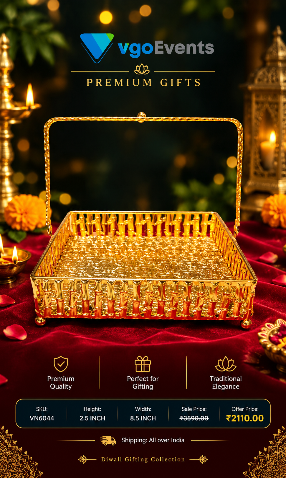 Gold Metal Decorative Gift Hamper Basket with Handle – 7 Elegant Premium Gift Ideas