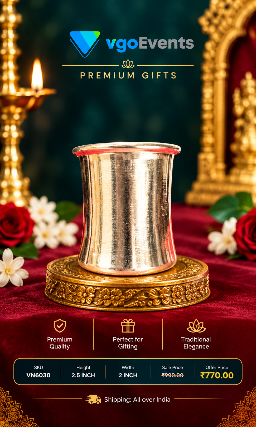 German Silver Theertham Tumbler
